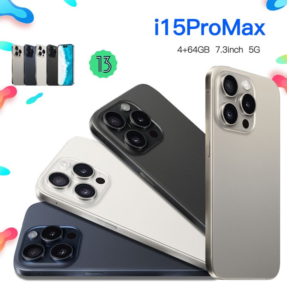 Hot Selling 15 Phone 15 Pro Max Clone IOS 8GB+512GB 6.7 Inch full Display Phone original Dual sim Have logo Mobile Cell Phone